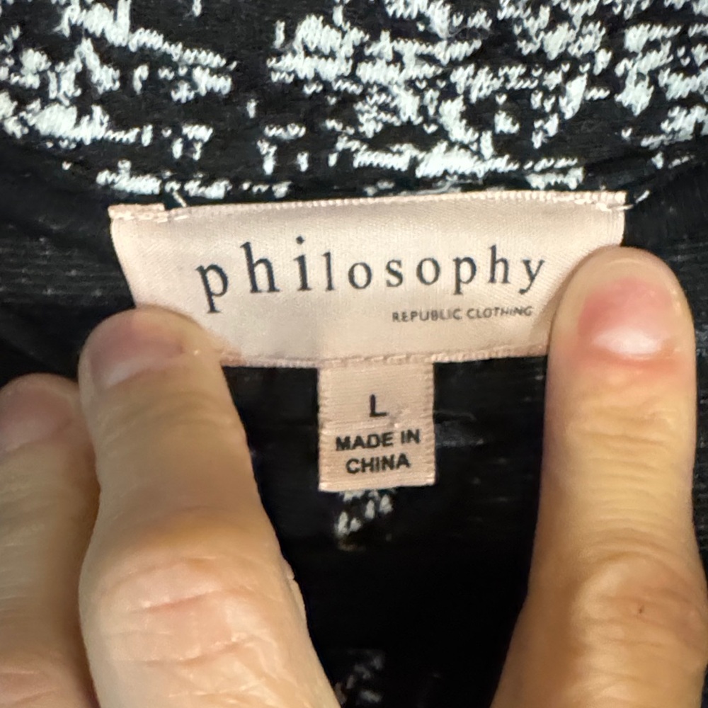 Philosophy from Anthropologie Black and White Knit Long Cardigan - Picture 2 of 11